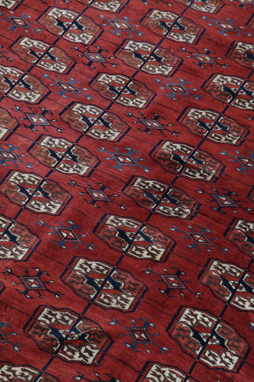 Antique Bouchara Oriental Rug: Authentic Turkmen Rug 302x207cm