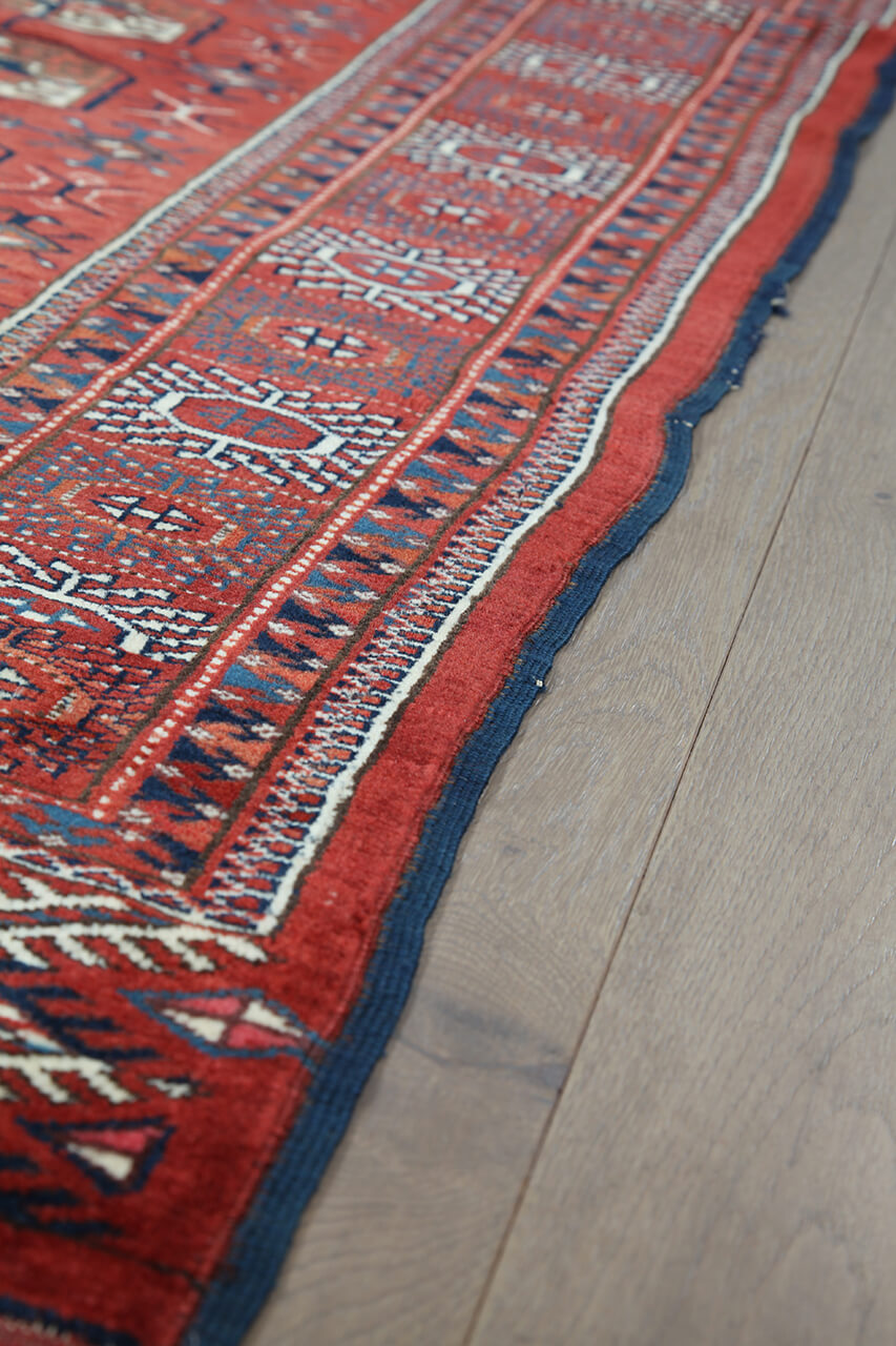 Antique Bouchara Oriental Rug: Authentic Turkmen Rug 302x207cm