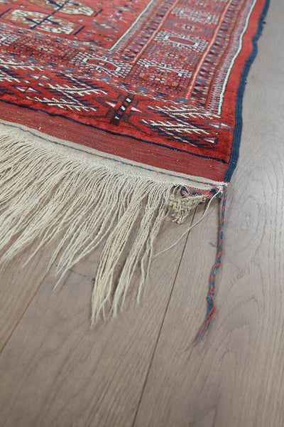 Antique Bouchara Oriental Rug: Authentic Turkmen Rug 302x207cm