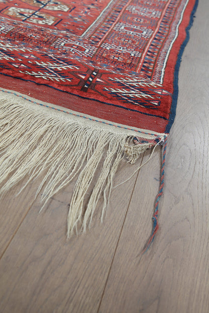 Antique Bouchara Oriental Rug: Authentic Turkmen Rug 302x207cm