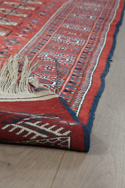 Antique Bouchara Oriental Rug: Authentic Turkmen Rug 302x207cm