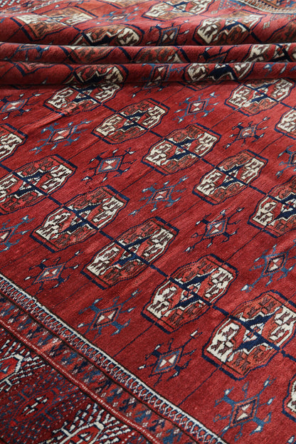 Antique Bouchara Oriental Rug: Authentic Turkmen Rug 302x207cm