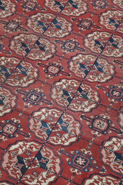 Antique Bouchara Oriental Rug: Authentic Turkmen Rug 390x224cm