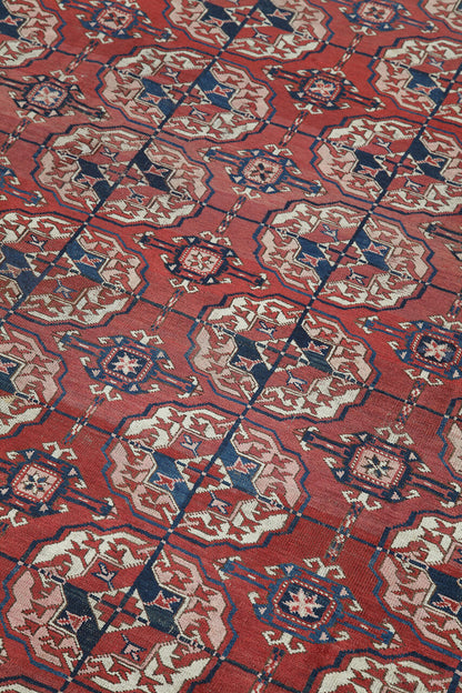 Antique Bouchara Oriental Rug: Authentic Turkmen Rug 390x224cm