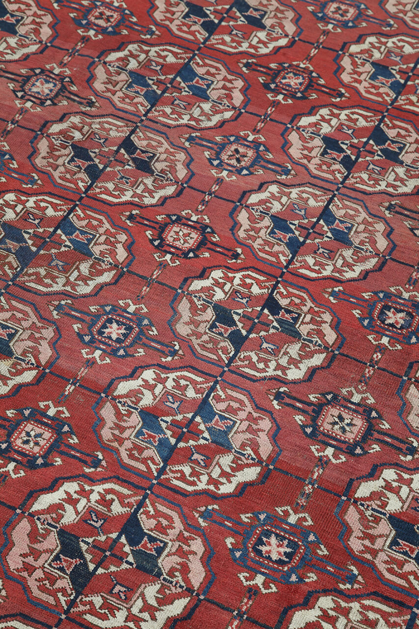 Antique Bouchara Oriental Rug: Authentic Turkmen Rug 390x224cm