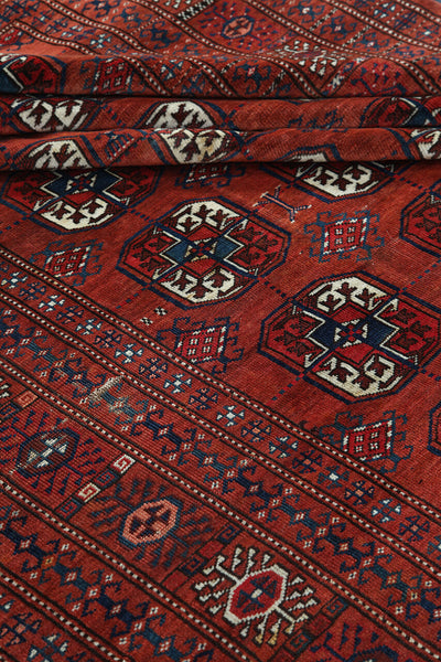 Antique Bouchara Oriental Rug: Authentic Turkmen Rug 315x193cm
