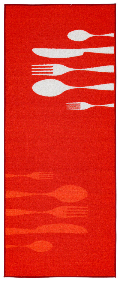 Tappeto Passatoia Rosso per la Cucina - Dinner Red - Antiscivolo - CarpetLiving