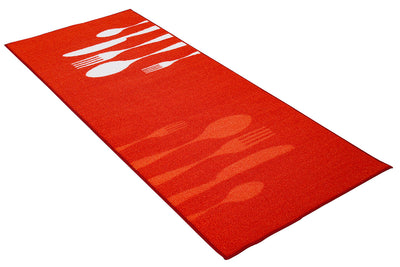 Tappeto Passatoia Rosso per la Cucina - Dinner Red - Antiscivolo - CarpetLiving