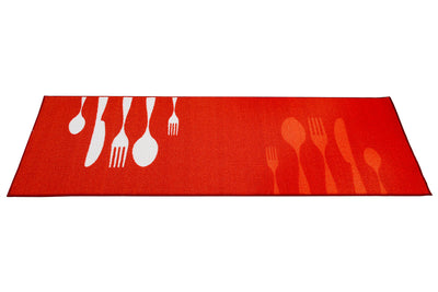 Tappeto Passatoia Rosso per la Cucina - Dinner Red - Antiscivolo - CarpetLiving