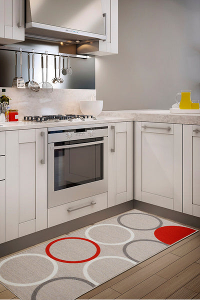 Tappeto per la Cucina - OPTY - Beige e Arancione - Antiscivolo - CarpetLiving