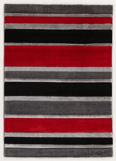Tappeto Frisée Moderno Rosso Nero – Morbido, Colorato - Effetto Tassello e Vello Voluminoso - CarpetLiving