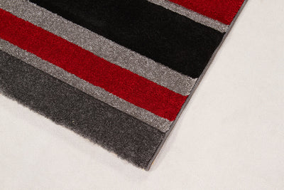 Tappeto Frisée Moderno Rosso Nero – Morbido, Colorato - Effetto Tassello e Vello Voluminoso - CarpetLiving