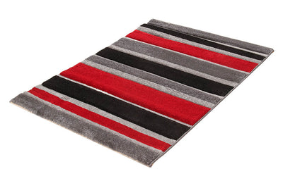 Tappeto Frisée Moderno Rosso Nero – Morbido, Colorato - Effetto Tassello e Vello Voluminoso - CarpetLiving