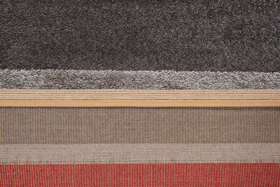 Tappeto Frisée Moderno Rosso Nero – Morbido, Colorato - Effetto Tassello e Vello Voluminoso - CarpetLiving