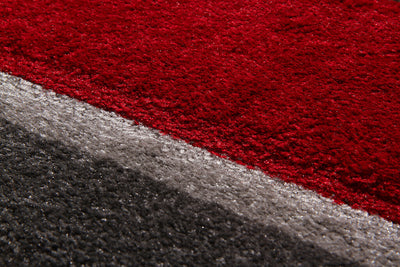 Tappeto Frisée Moderno Rosso Nero – Morbido, Colorato - Effetto Tassello e Vello Voluminoso - CarpetLiving