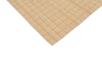 Tappeto Kilim Moderno in Lana e Cotone - Realizzato a mano - Giallo Oro | Ideale per Soggiorno, Camera da Letto, Sala da Pranzo - CarpetLiving