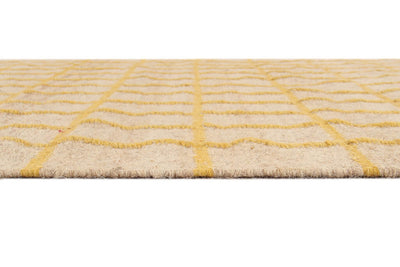 Tappeto Kilim Moderno in Lana e Cotone - Realizzato a mano - Giallo Oro | Ideale per Soggiorno, Camera da Letto, Sala da Pranzo - CarpetLiving