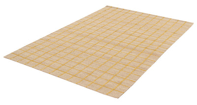 Tappeto Kilim Moderno in Lana e Cotone - Realizzato a mano - Giallo Oro | Ideale per Soggiorno, Camera da Letto, Sala da Pranzo - CarpetLiving