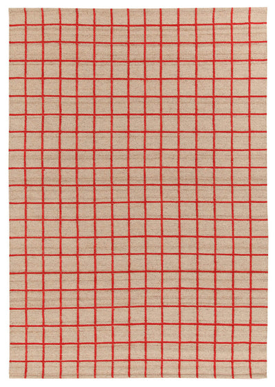 Tappeto Kilim Moderno in Lana e Cotone - Realizzato a mano - Rosso | Ideale per Soggiorno, Camera da Letto, Sala da Pranzo - CarpetLiving