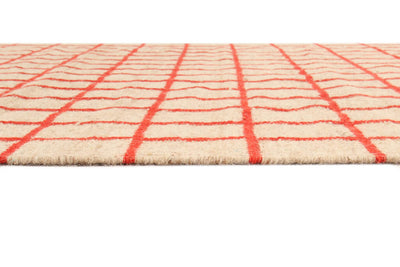 Tappeto Kilim Moderno in Lana e Cotone - Realizzato a mano - Rosso | Ideale per Soggiorno, Camera da Letto, Sala da Pranzo - CarpetLiving