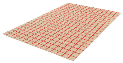 Tappeto Kilim Moderno in Lana e Cotone - Realizzato a mano - Rosso | Ideale per Soggiorno, Camera da Letto, Sala da Pranzo - CarpetLiving