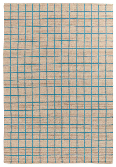 Tappeto Kilim Moderno in Lana e Cotone - Realizzato a mano - Blu chiaro | Ideale per Soggiorno, Camera da Letto, Sala da Pranzo - CarpetLiving
