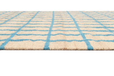 Tappeto Kilim Moderno in Lana e Cotone - Realizzato a mano - Blu chiaro | Ideale per Soggiorno, Camera da Letto, Sala da Pranzo - CarpetLiving