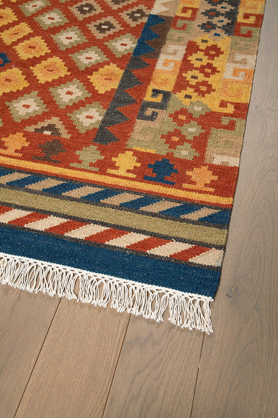 Tappeto Kilim in Lana - Fatto a Mano - KILIM SIVAS - Stile Etnico Tradizionale - Materiali Sostenibili - CarpetLiving
