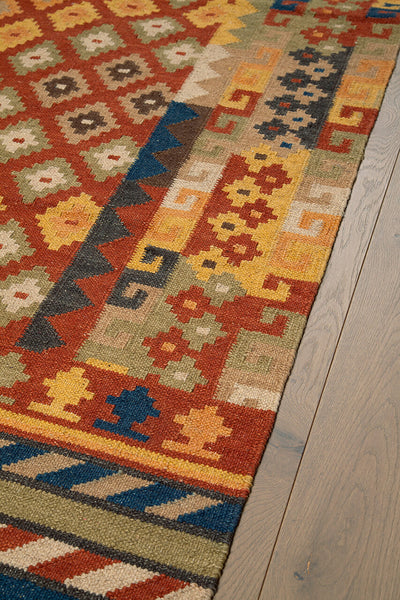 Tappeto Kilim in Lana - Fatto a Mano - KILIM SIVAS - Stile Etnico Tradizionale - Materiali Sostenibili - CarpetLiving