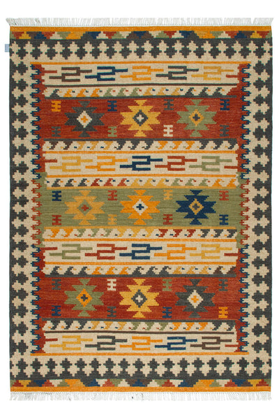 Tappeto Kilim in Lana - Fatto a Mano - KILIM SIVAS - Stile Etnico Tradizionale - Materiali Sostenibili - CarpetLiving