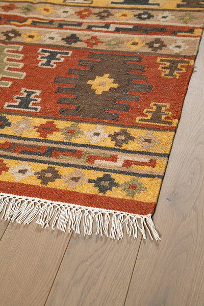 Tappeto Kilim in Lana - Fatto a Mano - KILIM SIVAS - Stile Etnico Tradizionale - Materiali Sostenibili - CarpetLiving