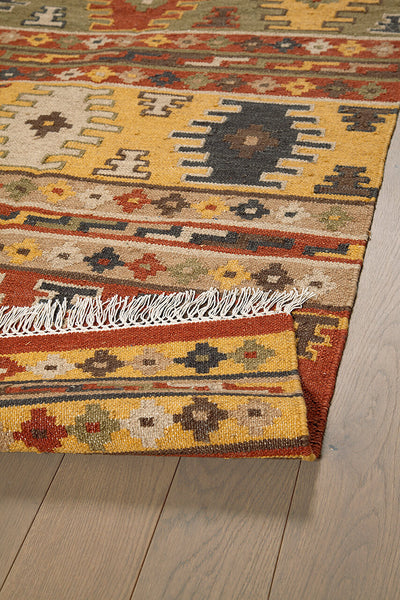 Tappeto Kilim in Lana - Fatto a Mano - KILIM SIVAS - Stile Etnico Tradizionale - Materiali Sostenibili - CarpetLiving