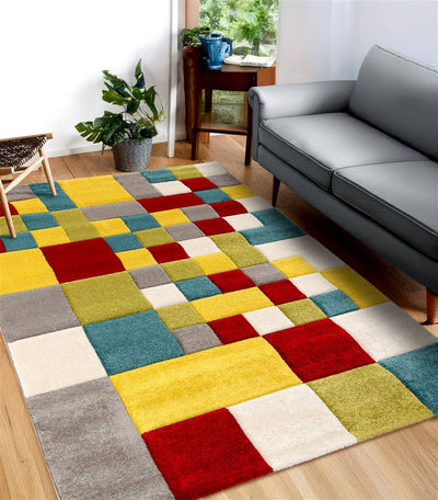 Tappeto Moderno Allegra - Multicolore - Morbido e Antiscivolo | Ideale per Soggiorno, Camera da letto e Cameretta - CarpetLiving