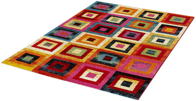Tappeto Geometrico Multicolore Gioia A - Antiscivolo - Ideale per Soggiorno e Camera da letto - CarpetLiving