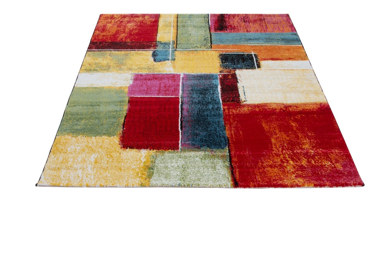 Tappeto Moderno Gallery F - Multicolore Geometrico - Antiscivolo | Ideale per Soggiorno, Camera da letto e Cameretta