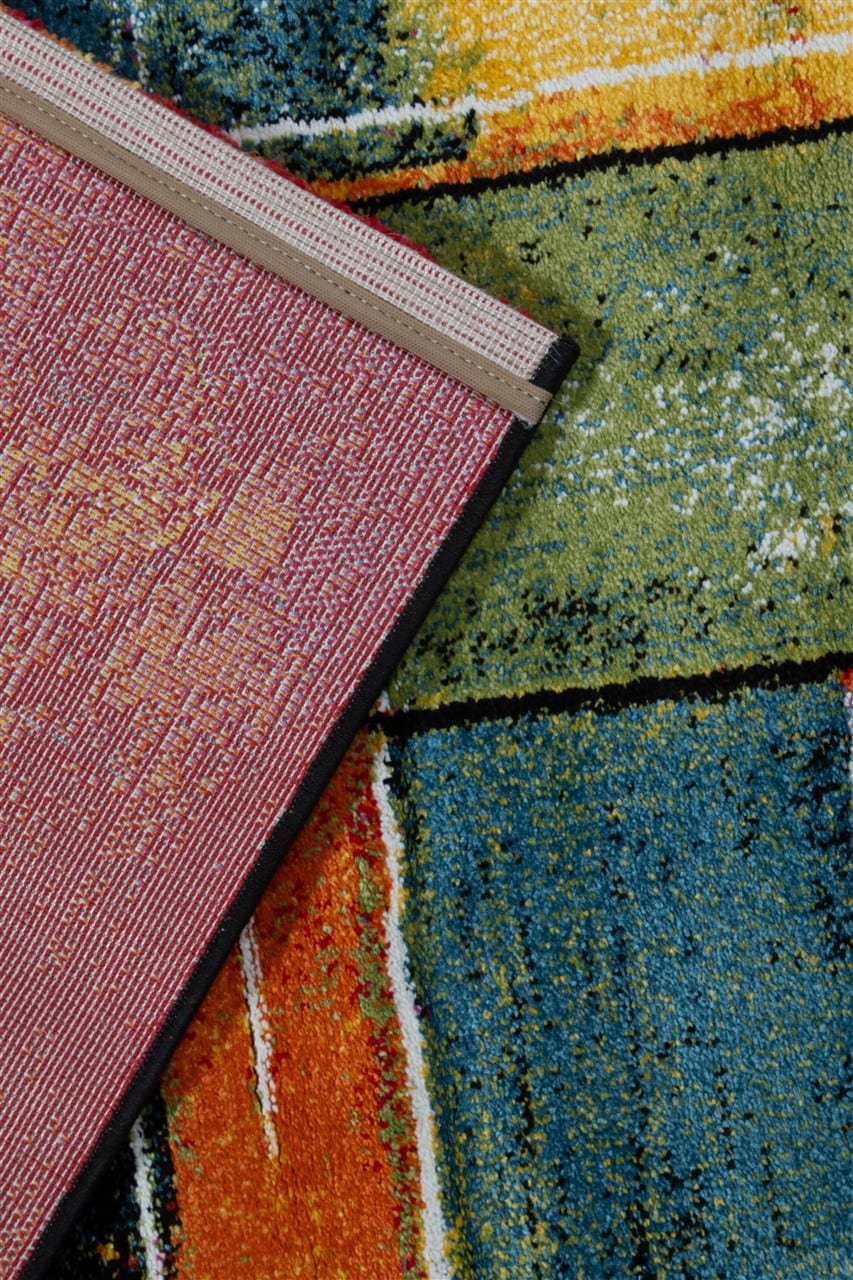 Tappeto Moderno Gallery F - Multicolore Geometrico - Antiscivolo | Ideale per Soggiorno, Camera da letto e Cameretta