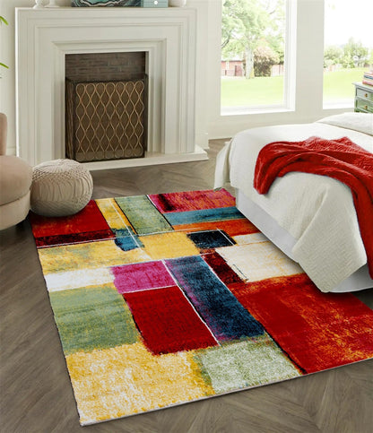 Tappeto Moderno Gallery F - Multicolore Geometrico - Antiscivolo | Ideale per Soggiorno, Camera da letto e Cameretta