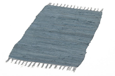 Tappeto Abano Blu in Cotone - Lavabile in Lavatrice - Ideale per Bagno o Cucina - CarpetLiving