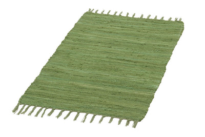 Tappeto Abano Verde Green in Cotone - Lavabile in Lavatrice - Ideale per Bagno o Cucina - CarpetLiving