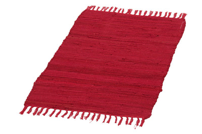 Tappeto Abano Rosso in Cotone - Lavabile in Lavatrice - Ideale per Bagno o Cucina - CarpetLiving