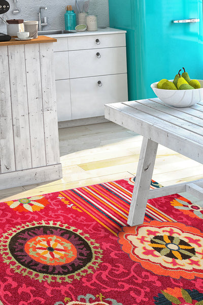 Tappeto colorato Tangeri 2 Fuchsia stile mediterraneo - CarpetLiving