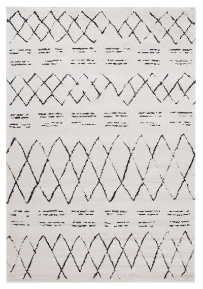Tappeto Bianco stile Berbero Tribale - Disegno Etnico - Antiscivolo | Ideale per Soggiorno, Camera da Letto, Sala da Pranzo - CarpetLiving