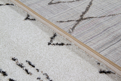 Tappeto Bianco stile Berbero Tribale - Disegno Etnico - Antiscivolo | Ideale per Soggiorno, Camera da Letto, Sala da Pranzo - CarpetLiving