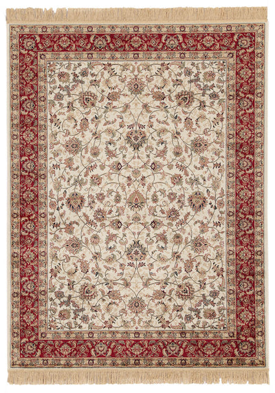 Tappeto Classico Orientale Avorio Rosso - Farshian Hereke - Ideale per Soggiorno, Sala da Pranzo, Camera da Letto - CarpetLiving