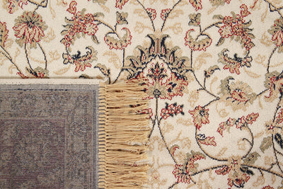 Tappeto Classico Orientale Avorio Rosso - Farshian Hereke - Ideale per Soggiorno, Sala da Pranzo, Camera da Letto - CarpetLiving