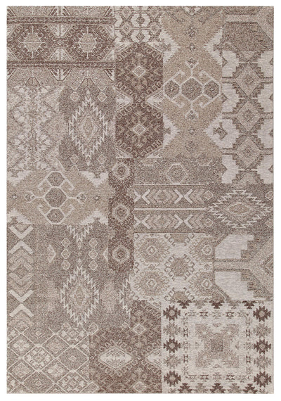Tappeto Velluto Etnik – Patchwork Geometrico – Beige Marrone - CarpetLiving