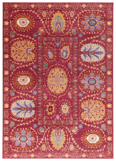 Tappeto stile Vintage - Bright Rosso Fucsia - Antiscivolo | Ideale per Soggiorno, Sala da Pranzo, Camera da Letto - CarpetLiving