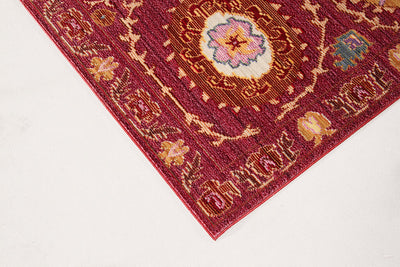 Tappeto stile Vintage - Bright Rosso Fucsia - Antiscivolo | Ideale per Soggiorno, Sala da Pranzo, Camera da Letto - CarpetLiving