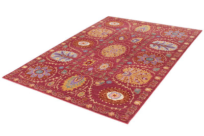 Tappeto stile Vintage - Bright Rosso Fucsia - Antiscivolo | Ideale per Soggiorno, Sala da Pranzo, Camera da Letto - CarpetLiving