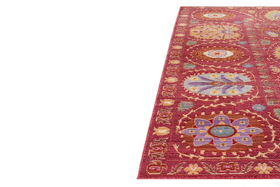 Tappeto stile Vintage - Bright Rosso Fucsia - Antiscivolo | Ideale per Soggiorno, Sala da Pranzo, Camera da Letto - CarpetLiving